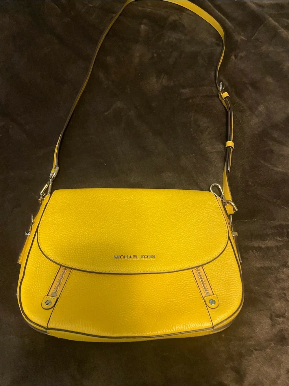 Michael Kors Bright Yellow Pebble Leather Crossbody. New without tags.